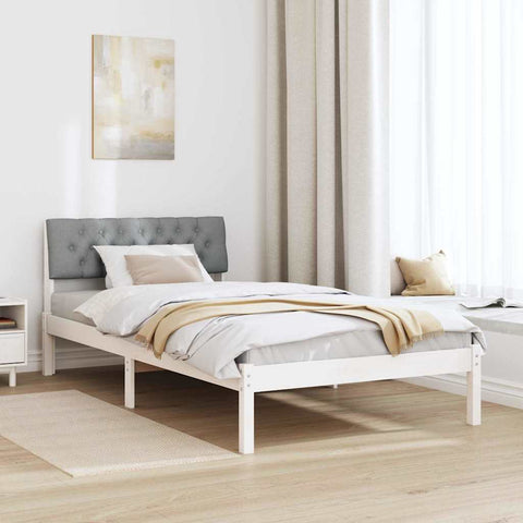 vidaXL Bed frame White and light grey 100 x 200 cm Solid pine wood