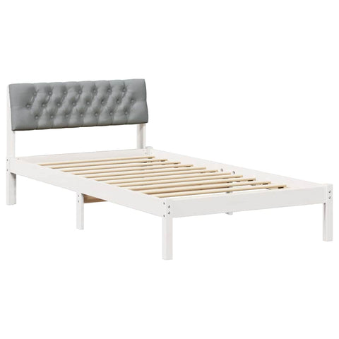 vidaXL Bed frame White and light grey 100 x 200 cm Solid pine wood