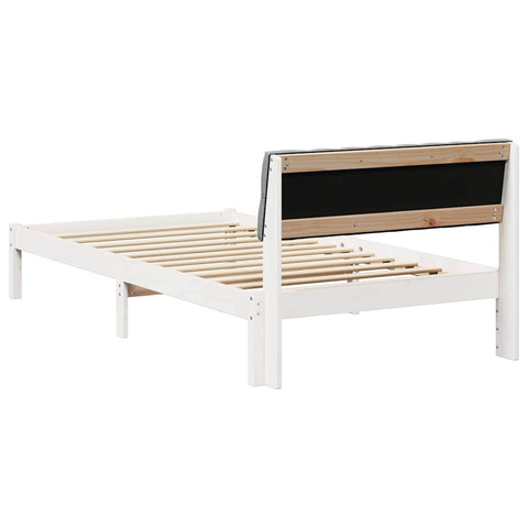 vidaXL Bed frame White and light grey 100 x 200 cm Solid pine wood