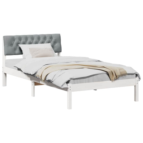 vidaXL Bed frame White and light grey 100 x 200 cm Solid pine wood