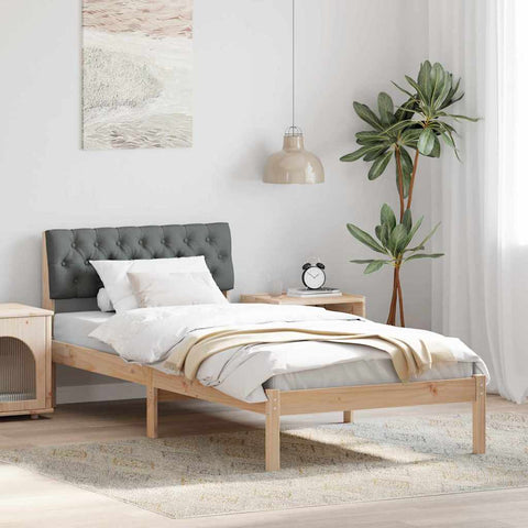 vidaXL Bed frame Brown and dark grey 90 x 200 cm Solid pine wood
