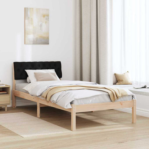 vidaXL Bed frame Brown and black 90 x 200 cm Solid pine wood