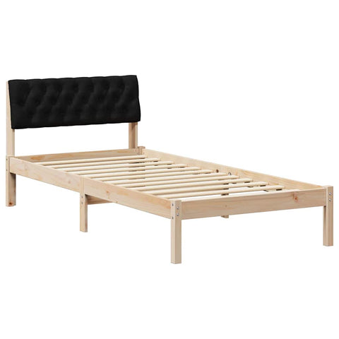 vidaXL Bed frame Brown and black 90 x 200 cm Solid pine wood