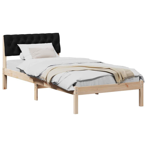 vidaXL Bed frame Brown and black 90 x 200 cm Solid pine wood
