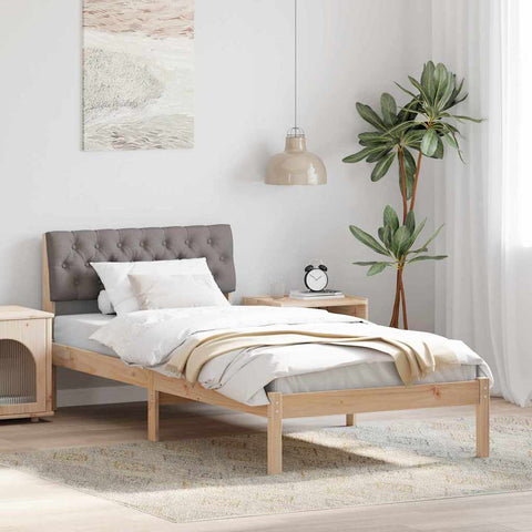 vidaXL Bed frame Brown and taupe 90 x 200 cm Solid pine wood