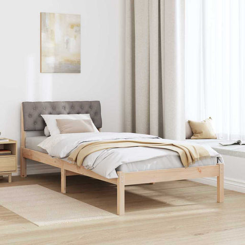 vidaXL Bed frame Brown and taupe 90 x 200 cm Solid pine wood