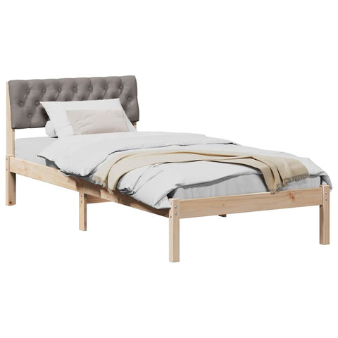 vidaXL Bed frame Brown and taupe 90 x 200 cm Solid pine wood
