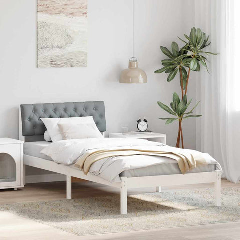 vidaXL Bed frame White and light grey 90 x 200 cm Solid pine wood