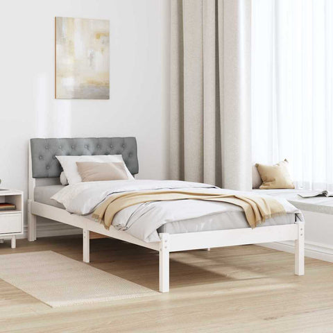 vidaXL Bed frame White and light grey 90 x 200 cm Solid pine wood