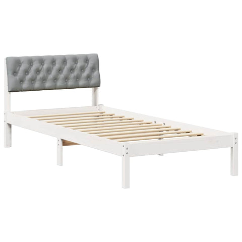 vidaXL Bed frame White and light grey 90 x 200 cm Solid pine wood