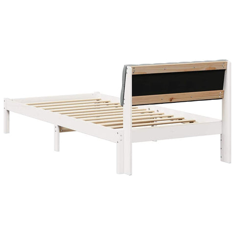 vidaXL Bed frame White and light grey 90 x 200 cm Solid pine wood
