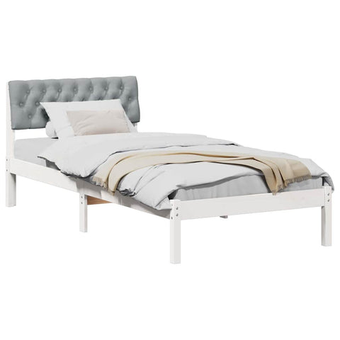 vidaXL Bed frame White and light grey 90 x 200 cm Solid pine wood