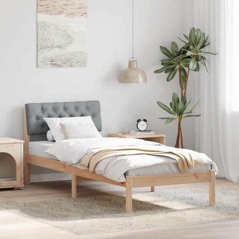 vidaXL Bed frame Brown and light grey 80 x 200 cm Solid pine wood
