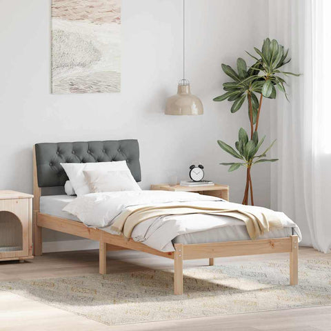 vidaXL Bed frame Brown and dark grey 80 x 200 cm Solid pine wood