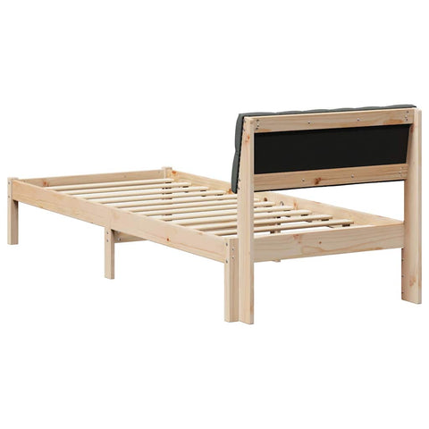 vidaXL Bed frame Brown and dark grey 80 x 200 cm Solid pine wood