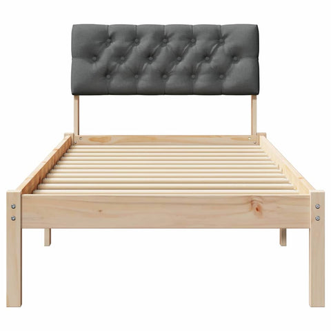 vidaXL Bed frame Brown and dark grey 80 x 200 cm Solid pine wood