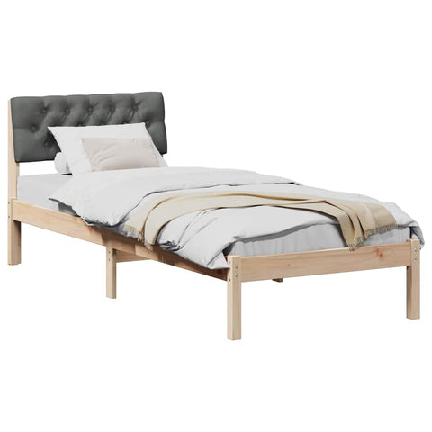 vidaXL Bed frame Brown and dark grey 80 x 200 cm Solid pine wood