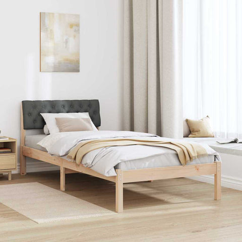 vidaXL Bed frame Brown and dark grey 90 x 190 cm Solid pine wood
