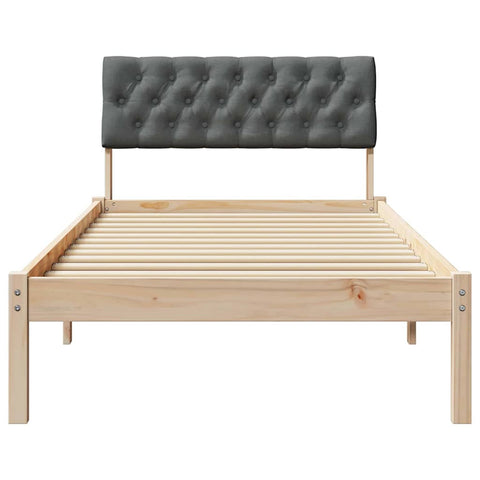 vidaXL Bed frame Brown and dark grey 90 x 190 cm Solid pine wood