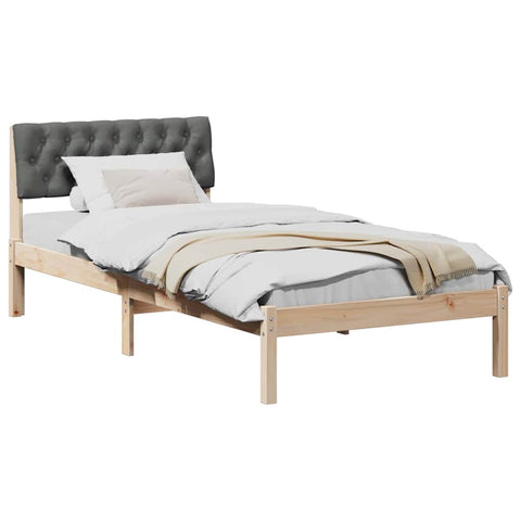 vidaXL Bed frame Brown and dark grey 90 x 190 cm Solid pine wood