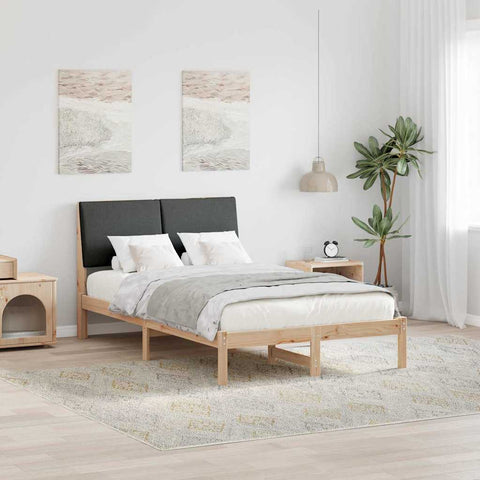 vidaXL Bed frame Brown and dark grey 135 x 190 cm Solid pine wood