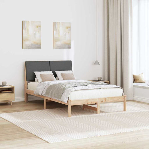 vidaXL Bed frame Brown and dark grey 135 x 190 cm Solid pine wood