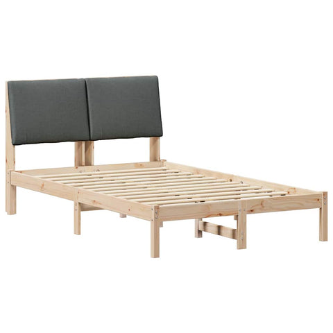 vidaXL Bed frame Brown and dark grey 135 x 190 cm Solid pine wood