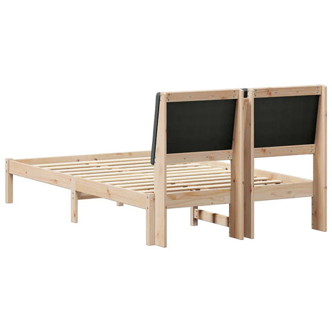 vidaXL Bed frame Brown and dark grey 135 x 190 cm Solid pine wood