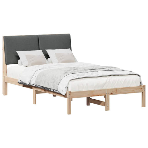 vidaXL Bed frame Brown and dark grey 135 x 190 cm Solid pine wood