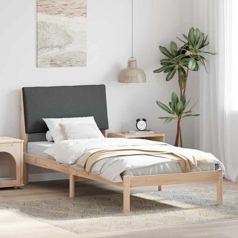 vidaXL Bed frame Brown and dark grey 90 x 190 cm Solid pine wood
