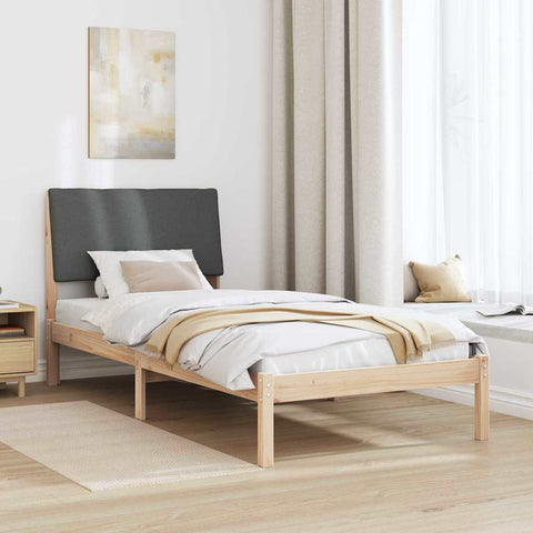 vidaXL Bed frame Brown and dark grey 90 x 190 cm Solid pine wood