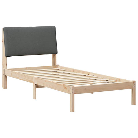 vidaXL Bed frame Brown and dark grey 90 x 190 cm Solid pine wood