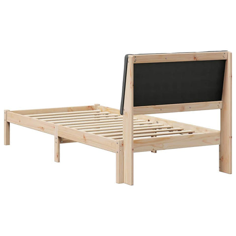 vidaXL Bed frame Brown and dark grey 90 x 190 cm Solid pine wood