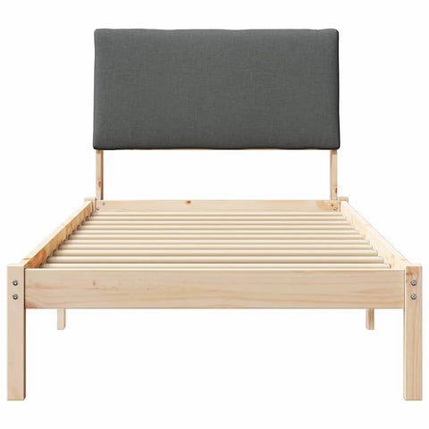 vidaXL Bed frame Brown and dark grey 90 x 190 cm Solid pine wood