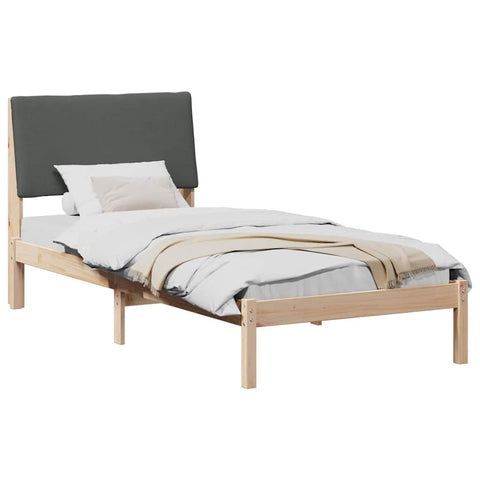 vidaXL Bed frame Brown and dark grey 90 x 190 cm Solid pine wood