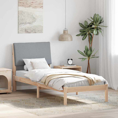 vidaXL Bed frame Brown and light grey 75 x 190 cm Solid pine wood