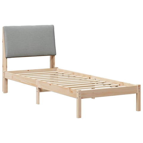 vidaXL Bed frame Brown and light grey 75 x 190 cm Solid pine wood