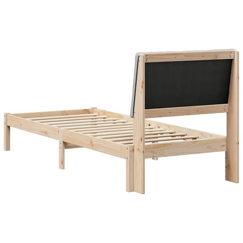vidaXL Bed frame Brown and light grey 75 x 190 cm Solid pine wood