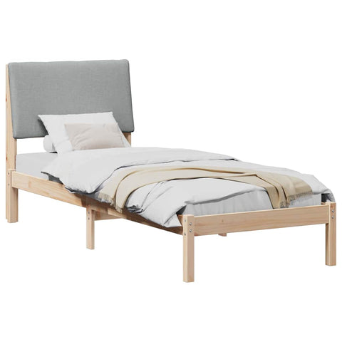 vidaXL Bed frame Brown and light grey 75 x 190 cm Solid pine wood