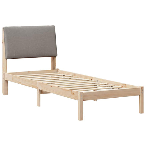 vidaXL Bed frame Brown and taupe 75 x 190 cm Solid pine wood