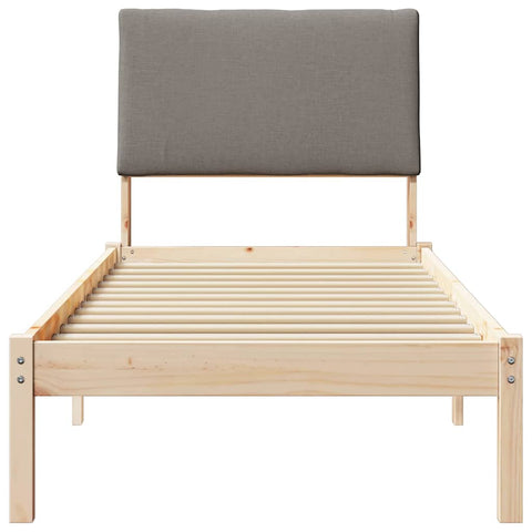 vidaXL Bed frame Brown and taupe 75 x 190 cm Solid pine wood