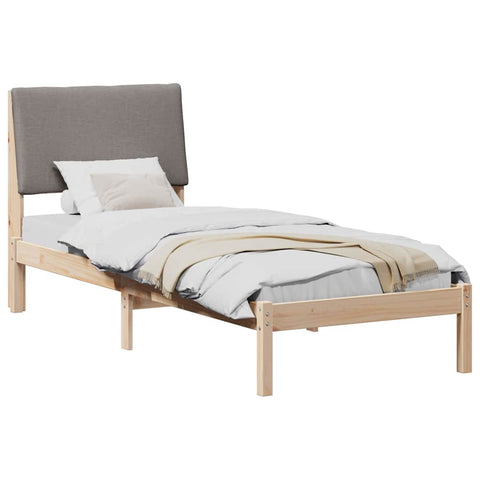 vidaXL Bed frame Brown and taupe 75 x 190 cm Solid pine wood