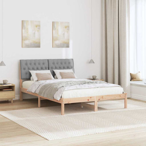 vidaXL Bed Frame Light Grey 140 x 200 cm Solid Pine Wood