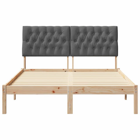 vidaXL Bed Frame with Headboard Dark Grey 140 x 200 cm Solid Pine Wood