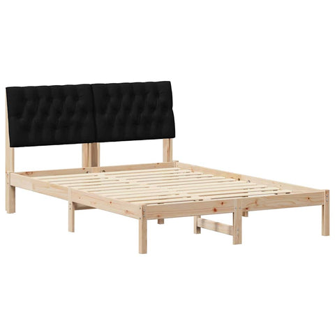 vidaXL Bed Frame with Headboard Black 140 x 200 cm Solid Pine Wood