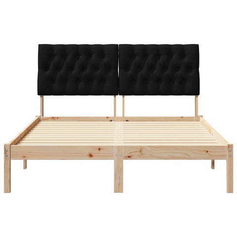 vidaXL Bed Frame with Headboard Black 140 x 200 cm Solid Pine Wood