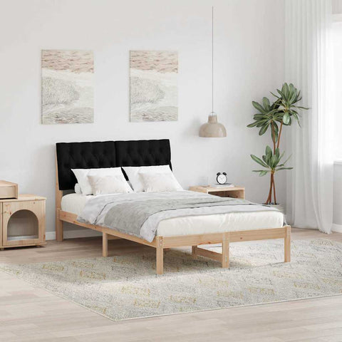 vidaXL Bed Frame with Headboard Black 120 x 200 cm Solid Pine Wood