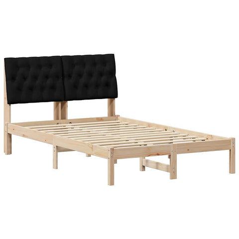 vidaXL Bed Frame with Headboard Black 120 x 200 cm Solid Pine Wood