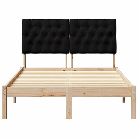 vidaXL Bed Frame with Headboard Black 120 x 200 cm Solid Pine Wood