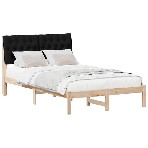 vidaXL Bed Frame with Headboard Black 120 x 200 cm Solid Pine Wood